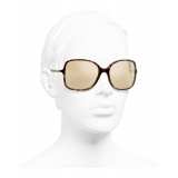 Chanel - Occhiali Quadrati da Sole - Tartaruga Scuro Oro - Chanel Eyewear