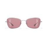Chanel - Rectangle Sunglasses - Silver Burgundy - Chanel Eyewear