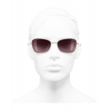 Chanel - Occhiali Rettangolari da Sole - Argento Borgogna - Chanel Eyewear