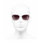 Chanel - Rectangle Sunglasses - Silver Burgundy - Chanel Eyewear