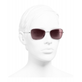 Chanel - Occhiali Rettangolari da Sole - Argento Borgogna - Chanel Eyewear