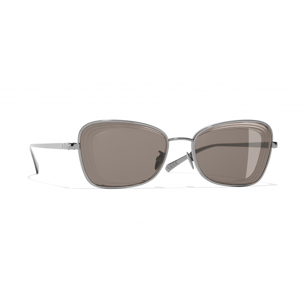 Chanel - Rectangle Sunglasses - Dark Silver Brown - Chanel Eyewear -  Avvenice