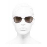 Chanel - Occhiali Rettangolari da Sole - Argento Scuro Marrone - Chanel Eyewear