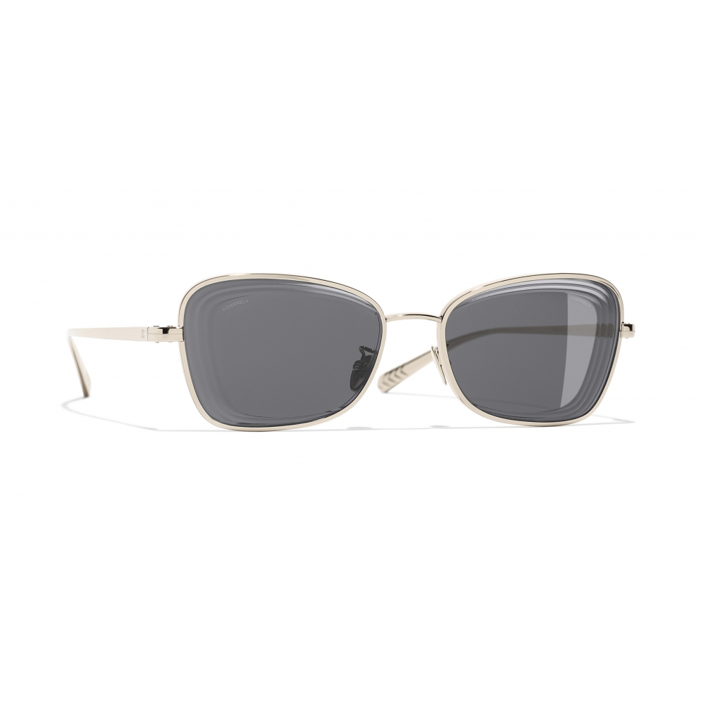 Chanel - Rectangle Sunglasses - Gold Gray - Chanel Eyewear - Avvenice