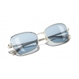 Chanel - Rectangle Sunglasses - Gold Light Blue - Chanel Eyewear