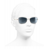 Chanel - Rectangle Sunglasses - Gold Light Blue - Chanel Eyewear