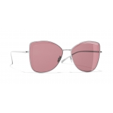 Chanel - Butterfly Sunglasses - Silver Burgundy - Chanel Eyewear