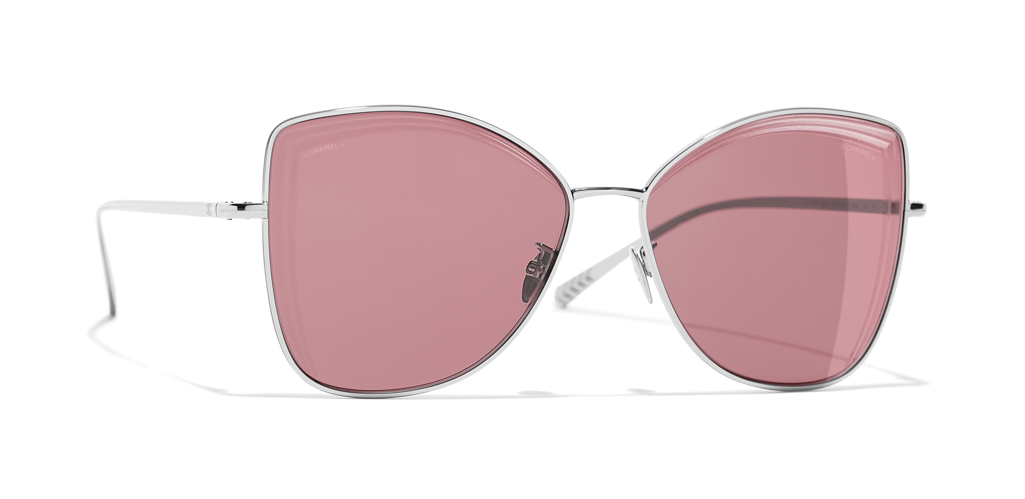 Chanel - Butterfly Sunglasses - Silver Burgundy - Chanel Eyewear