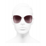 Chanel - Butterfly Sunglasses - Silver Burgundy - Chanel Eyewear