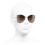 Chanel - Occhiali a Farfalla da Sole - Argento Scuro Marrone - Chanel Eyewear