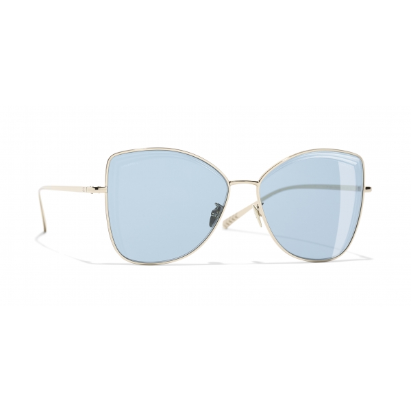 Chanel - Butterfly Sunglasses - Gold Light Blue - Chanel Eyewear