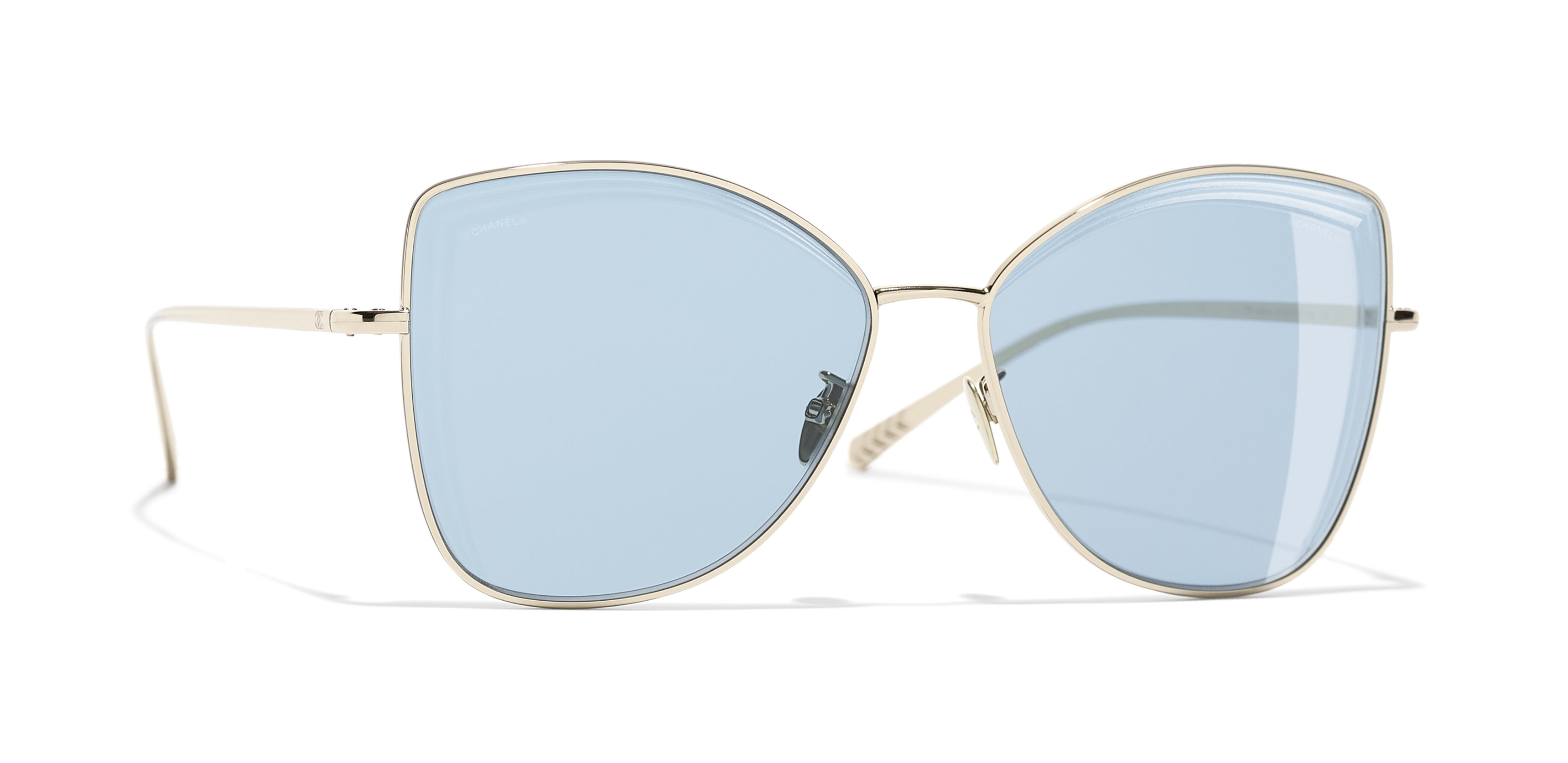 Chanel - Butterfly Sunglasses - Gold Light Blue - Chanel Eyewear - Avvenice