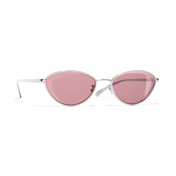 Chanel - Cat Eye Sunglasses - Silver Burgundy - Chanel Eyewear - Avvenice