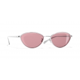 Chanel - Cat Eye Sunglasses - Silver Burgundy - Chanel Eyewear