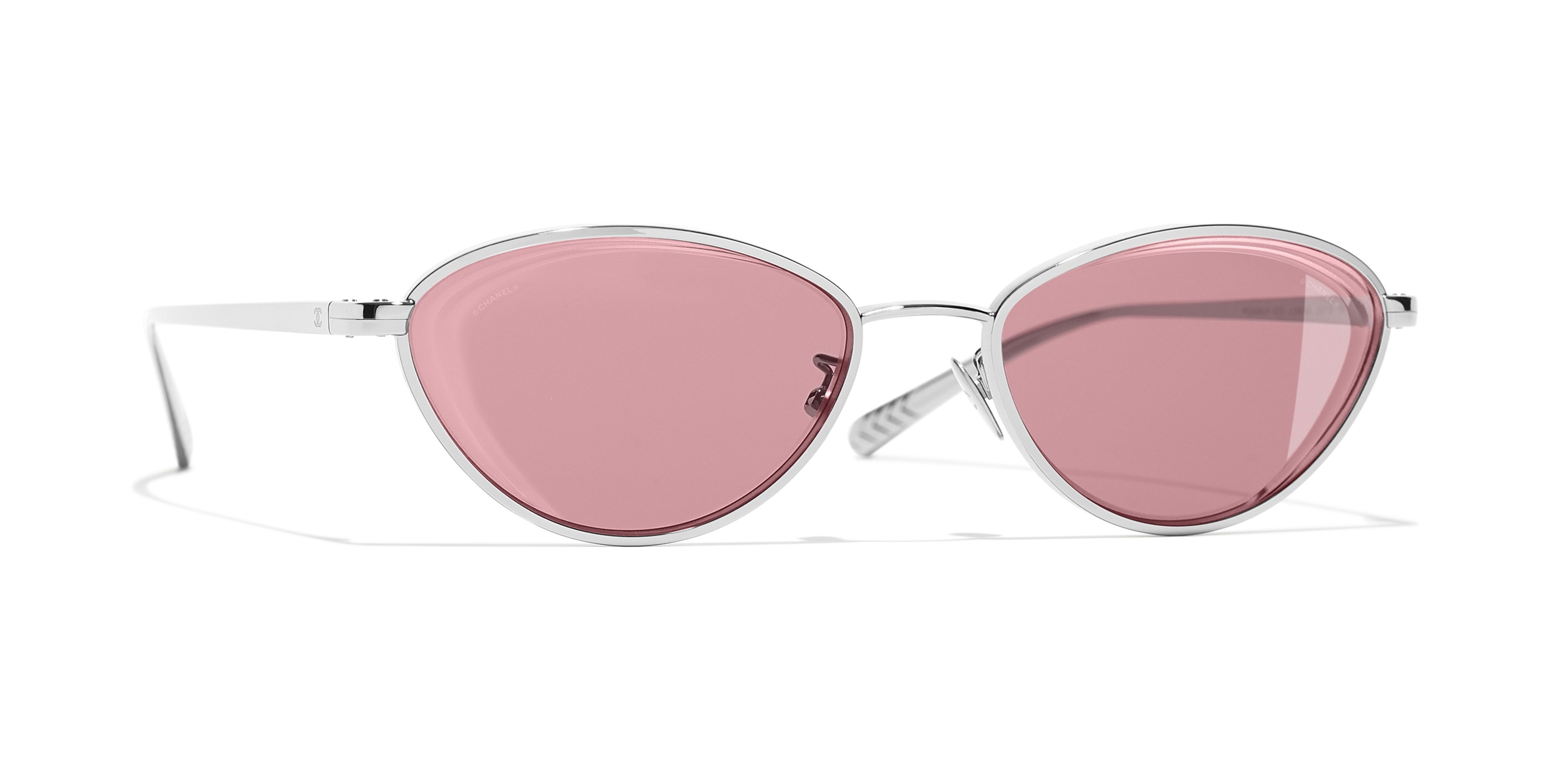Chanel - Cat Eye Sunglasses - Silver Burgundy - Chanel Eyewear