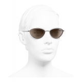 Chanel - Occhiali Cat Eye da Sole - Argento Scuro Marrone - Chanel Eyewear