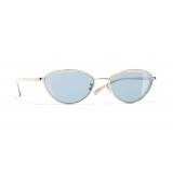 Chanel - Cat Eye Sunglasses - Gold Light Blue - Chanel Eyewear