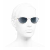 Chanel - Occhiali Cat Eye da Sole - Oro Azzurro - Chanel Eyewear