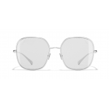 Chanel - Occhiali Quadrati da Sole - Argento Grigio Chiaro - Chanel Eyewear