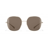 Chanel - Occhiali Quadrati da Sole - Oro Marrone - Chanel Eyewear