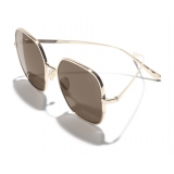 Chanel - Occhiali Quadrati da Sole - Oro Marrone - Chanel Eyewear