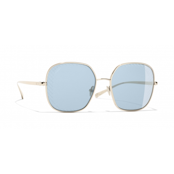 Chanel - Square Sunglasses - Gold Light Blue - Chanel Eyewear