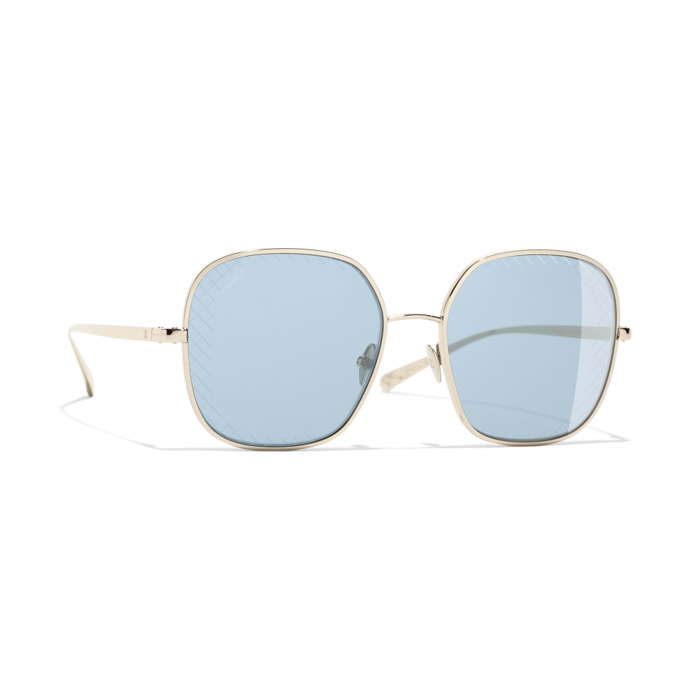 Chanel - Square Sunglasses - Gold Light Blue - Chanel Eyewear - Avvenice
