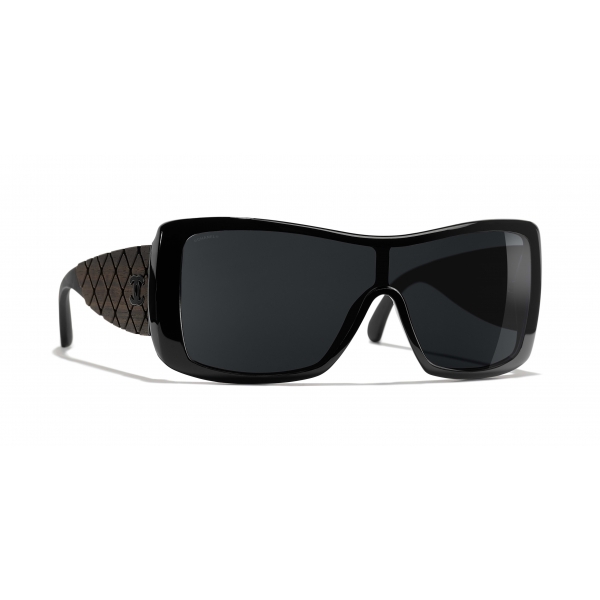 Chanel Interlocking CC Logo Shield Sunglasses - Black Sunglasses,  Accessories - CHA822927