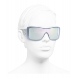 Chanel - Occhiali da Sole a Maschera - Azzurro Specchiato- Chanel Eyewear