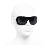 Chanel - Occhiali da Sole a Maschera - Nero Grigio- Chanel Eyewear