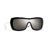 Chanel - Shield Sunglasses - Black White Gold - Chanel Eyewear