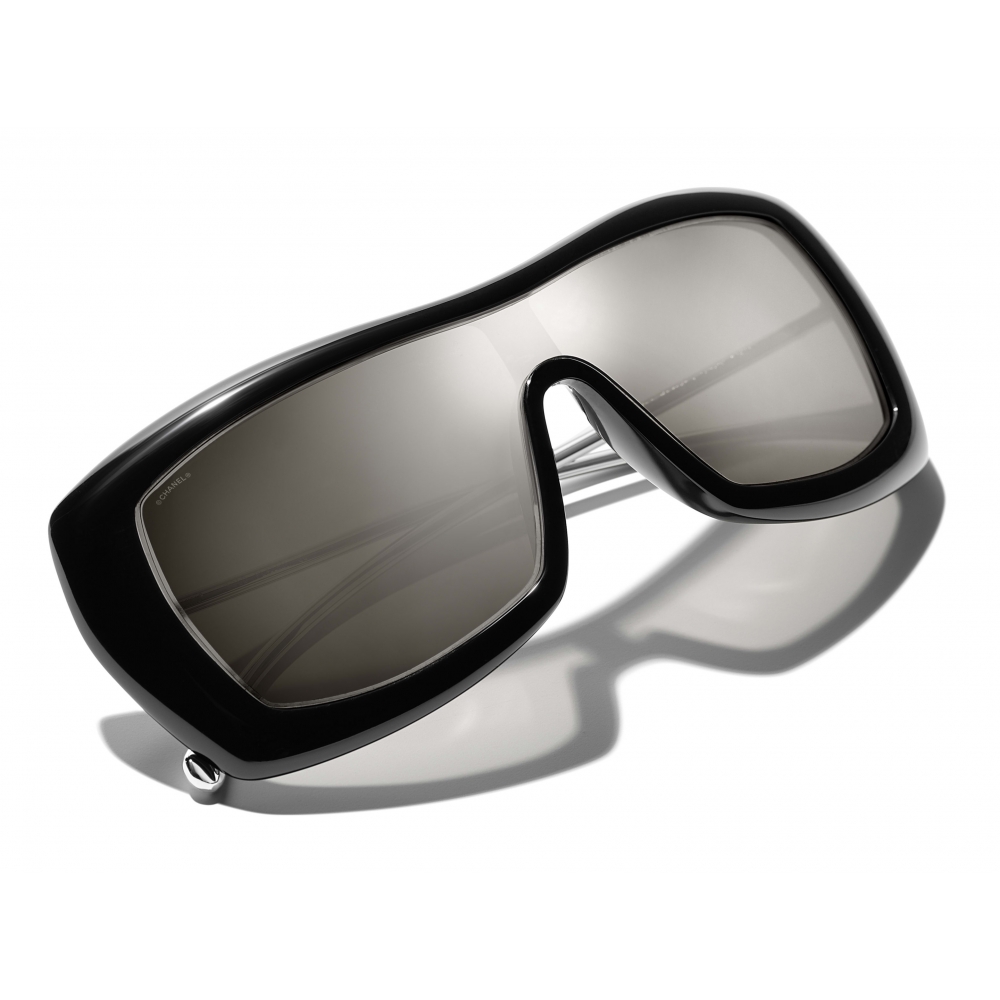 Chanel - Shield Sunglasses - Black White Gold - Chanel Eyewear