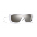 Chanel - Occhiali da Sole a Maschera - Bianco Oro Bianco - Chanel Eyewear