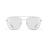 Chanel - Occhiali Modello Pilota da Sole - Argento Grigio Chiaro - Chanel Eyewear