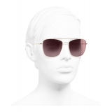 Chanel - Occhiali Modello Pilota da Sole - Oro Borgogna - Chanel Eyewear