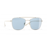 Chanel - Occhiali Modello Pilota da Sole - Oro Azzurro - Chanel Eyewear