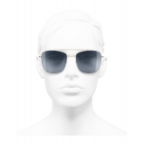 Chanel - Occhiali Modello Pilota da Sole - Oro Azzurro - Chanel Eyewear