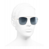 Chanel - Occhiali Modello Pilota da Sole - Oro Azzurro - Chanel Eyewear