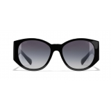 Chanel - Occhiali Ovali da Sole - Nero Grigio - Chanel Eyewear