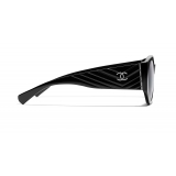 Chanel - Occhiali Ovali da Sole - Nero Grigio - Chanel Eyewear