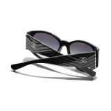 Chanel - Oval Sunglasses - Black Gray - Chanel Eyewear