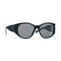 Chanel - Oval Sunglasses - Dark Green Gray - Chanel Eyewear