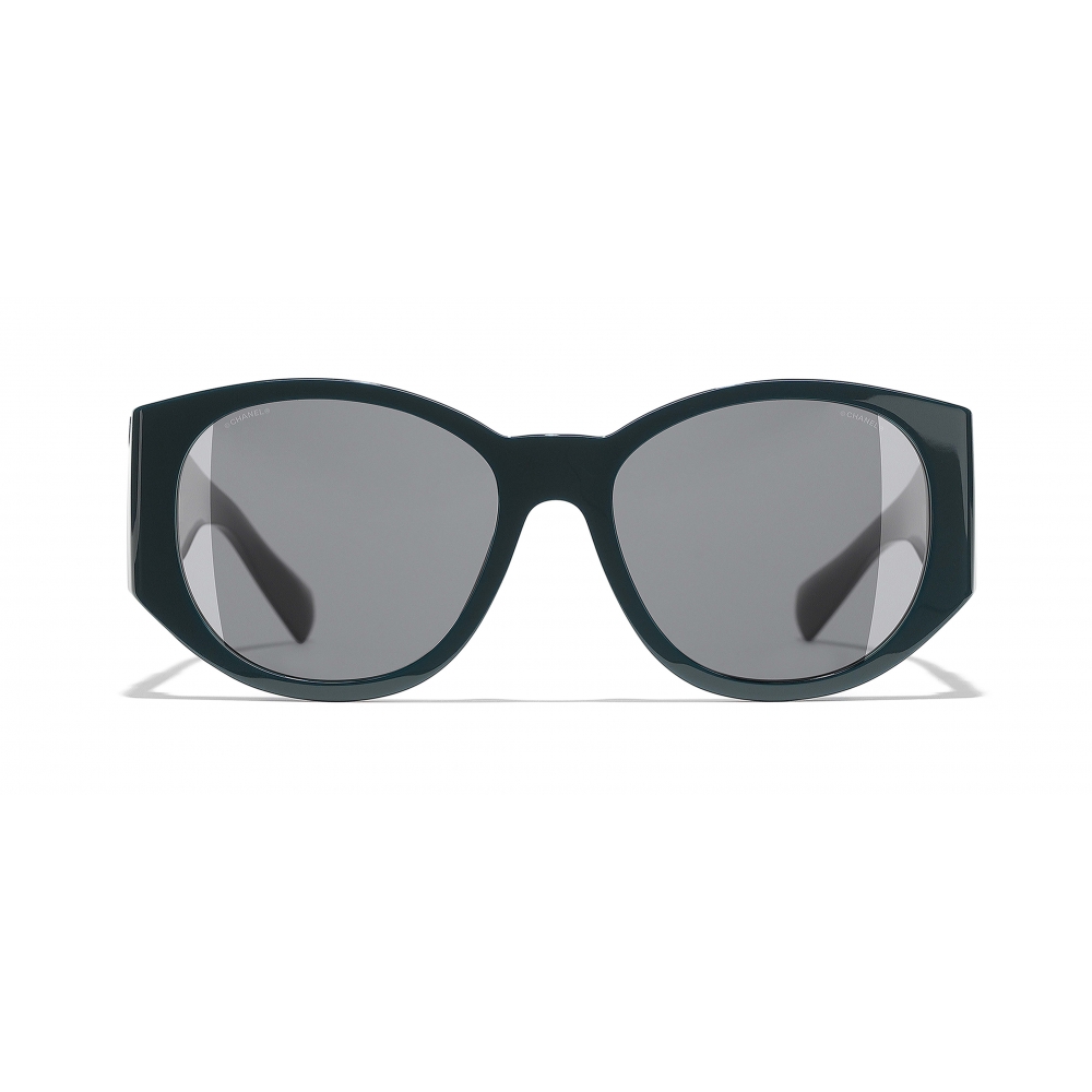 Chanel - Oval Sunglasses - Dark Green Gray - Chanel Eyewear - Avvenice