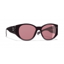 Chanel - Oval Sunglasses - Burgundy - Chanel Eyewear