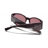 Chanel - Oval Sunglasses - Burgundy - Chanel Eyewear