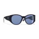 Chanel - Occhiali Ovali da Sole - Blu Scuro - Chanel Eyewear