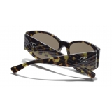 Chanel - Occhiali Ovali da Sole - Verde Tartaruga Marrone - Chanel Eyewear