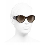 Chanel - Occhiali Ovali da Sole - Verde Tartaruga Marrone - Chanel Eyewear