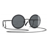 Chanel - Occhiali Rotondi da Sole - Argento Scuro Grigio - Chanel Eyewear