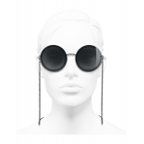 Chanel - Occhiali Rotondi da Sole - Argento Scuro Grigio - Chanel Eyewear